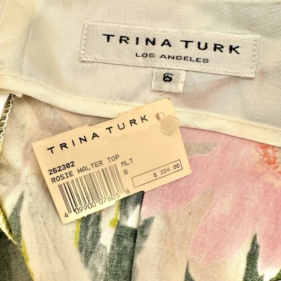 Trina Turk Floral Print Halter Crop Top 6 NWT - Picture 6 of 9